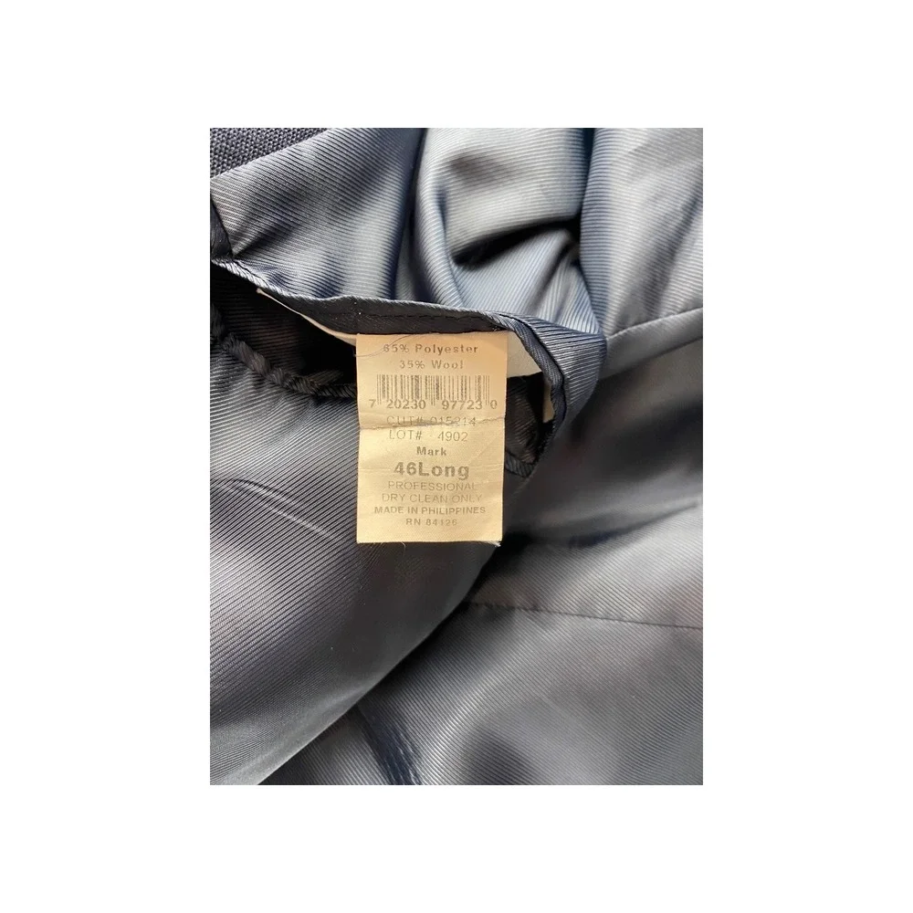 Meeting Street Navy Wool Blend Blazer 46‎ Long Mens Classic Fit Gold Buttons